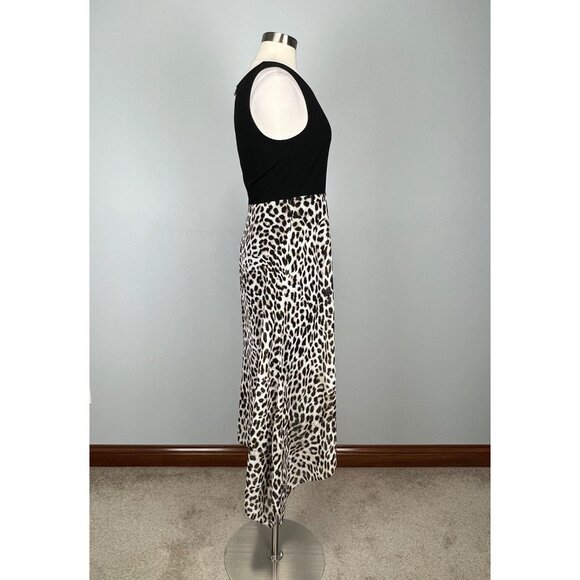 Vince Camuto Womens Leopard Print Maxi Trapeze Dress Black Tan size Small - Picture 7 of 13